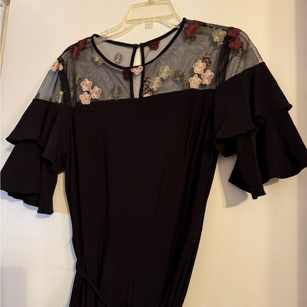 Floral Embroidered Black Jumper